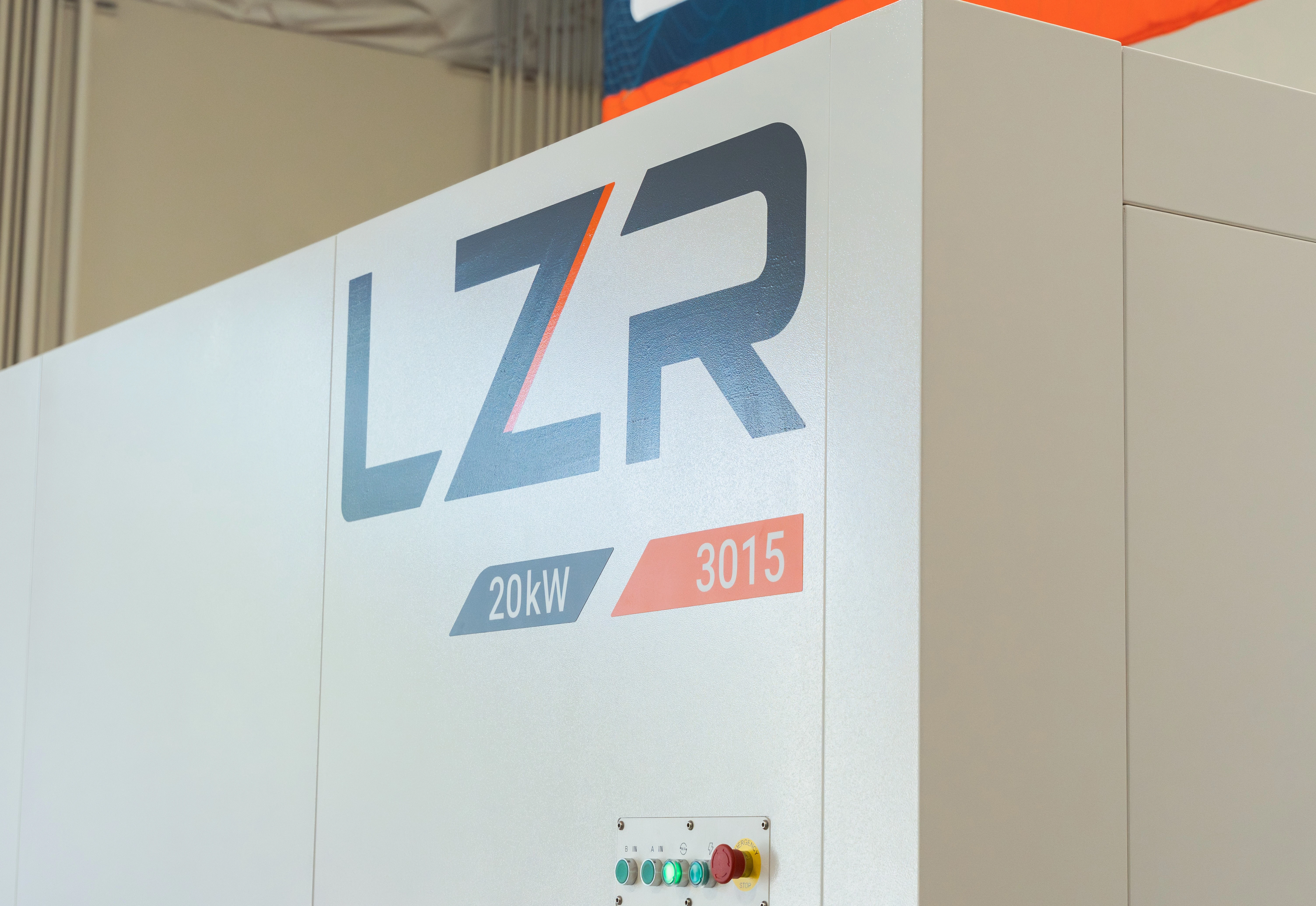 Close up of the branding labels of the LZR 3015 with 20 kW power rating