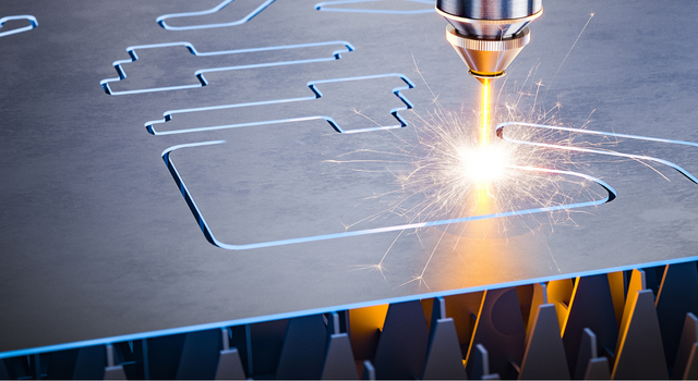 Laser cutting various geometric shapes out of a sheet of metal