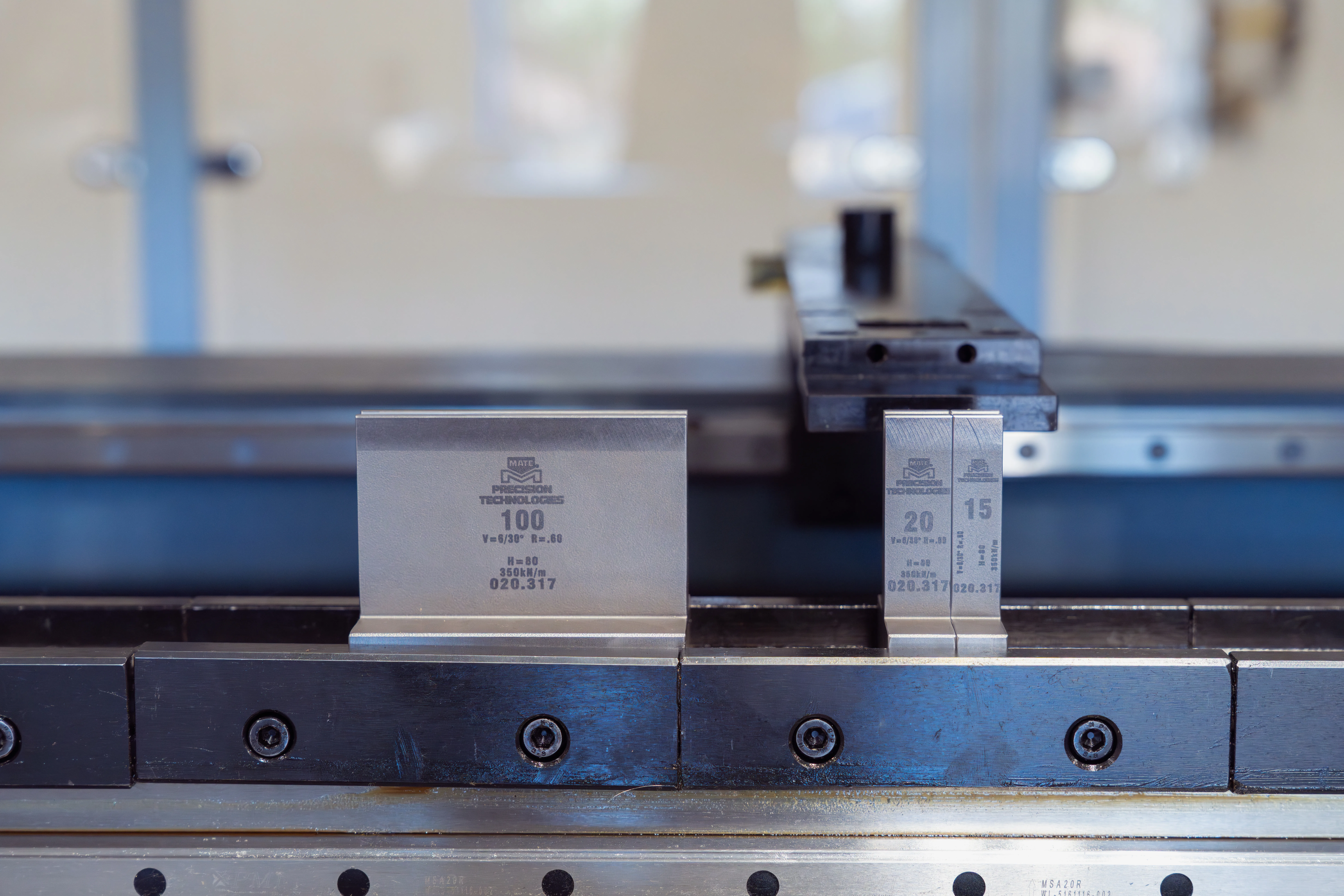 close-up of the punch and die assembly on the HyperBend press brake